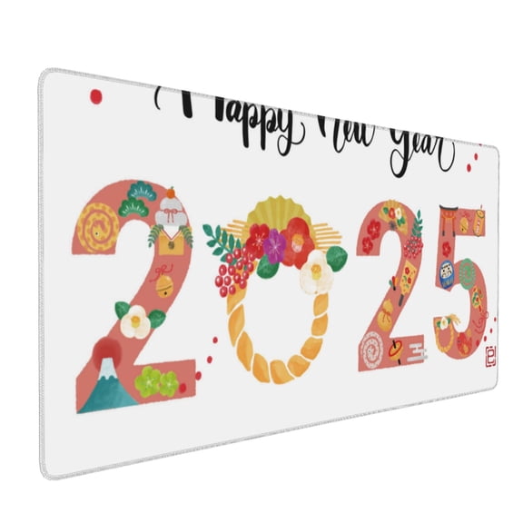 Xecao 2025 New Year'S Print Large Mouse Pad, 16x35.5in Mousepad, Professional Non-Slip Rubber Base Big Mouse Pad, Mouse Pad for Gaming & Office Full Desk Mouse Pad