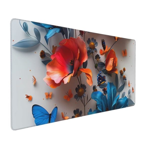 Xecao 3D Butterfly Print Large Mouse Pad, 16x35.5in Mousepad, Professional Non-Slip Rubber Base Big Mouse Pad, Mouse Pad for Gaming & Office Full Desk Mouse Pad