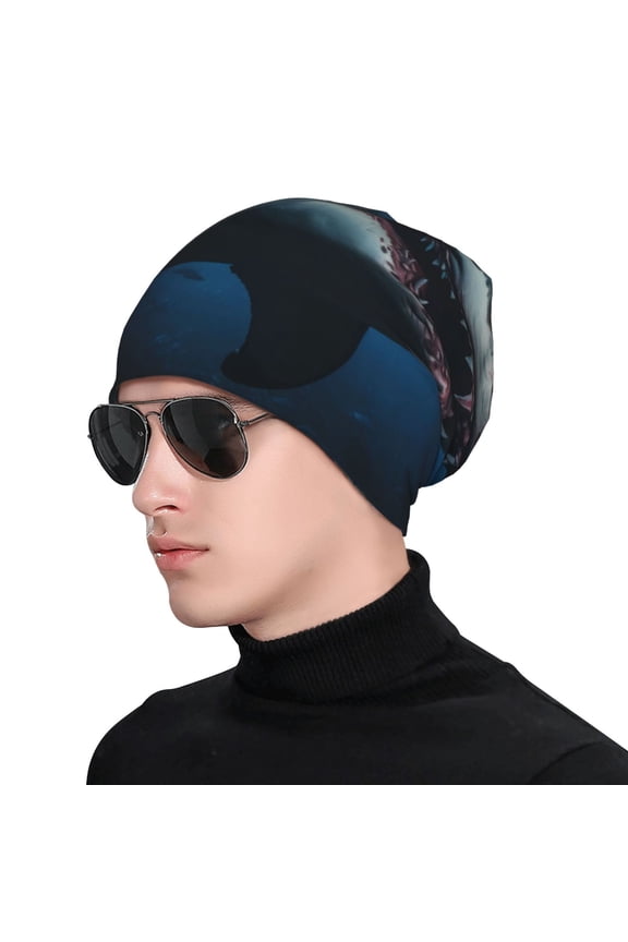 3D Realistic Shark Print Beanie Knitted Hat for Men Women, Winter Fashion Knit Cuffed Caps Unisex