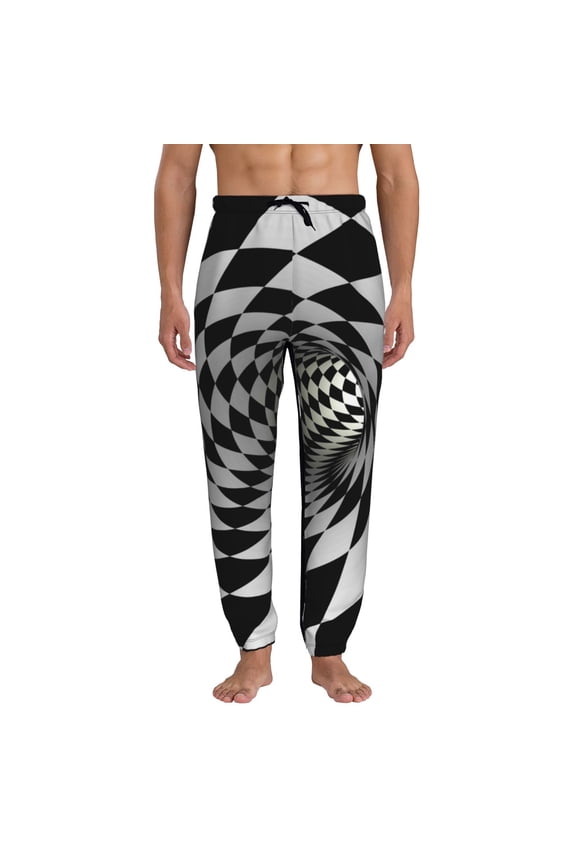 3D Vortex Illusion Print Active Tech Joggers for Men, Mens Sweatpants Lounge Pants with Pockets-X-Large