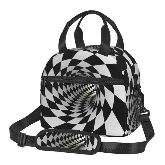 Xecao 3D Vortex Illusion Print Insulated Lunch Box, Lunch Cags Lunch Bag Featuring An Adjustable Shoulder Strap
