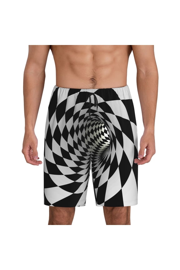 3D Vortex Illusion Print Men's Sleepwear Shorts Pajama Bottom Lounge Short nightwear with Convenient Pockets for Relaxed Home Wear-Large