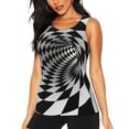 thumbnail image 1 of Xecao 3D Vortex Illusion print women's scoop neck, loose-fit workout tank tops for the gym., 1 of 9