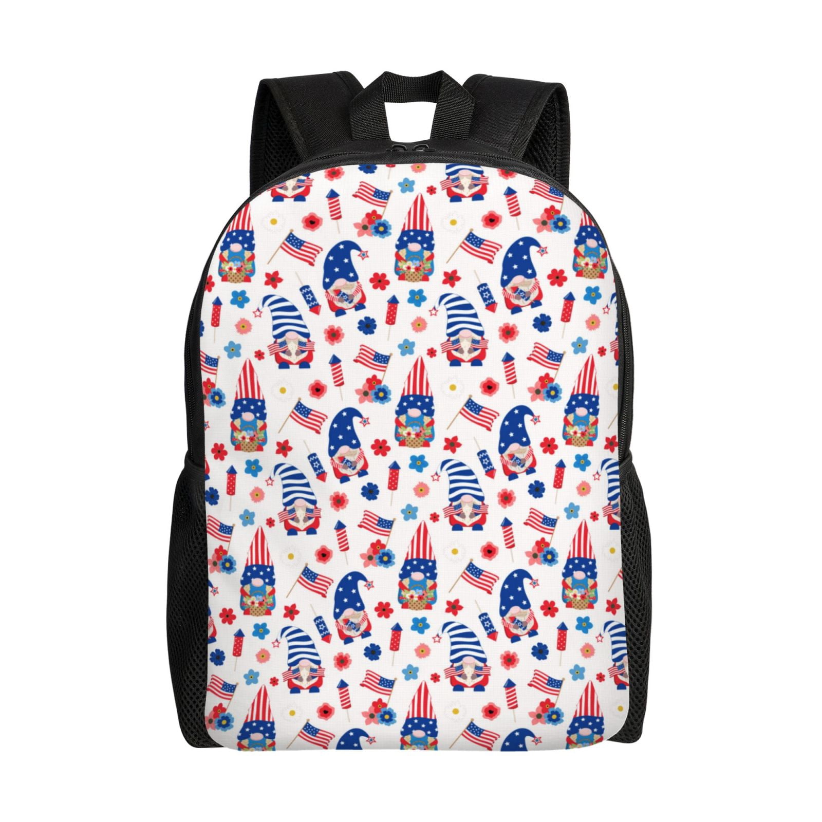 Xecao 4th Of July Print School Backpack with Laptop Compartment Small Travel Laptop Backpack for Women Men Waterproof College Backpack Simple School Bag