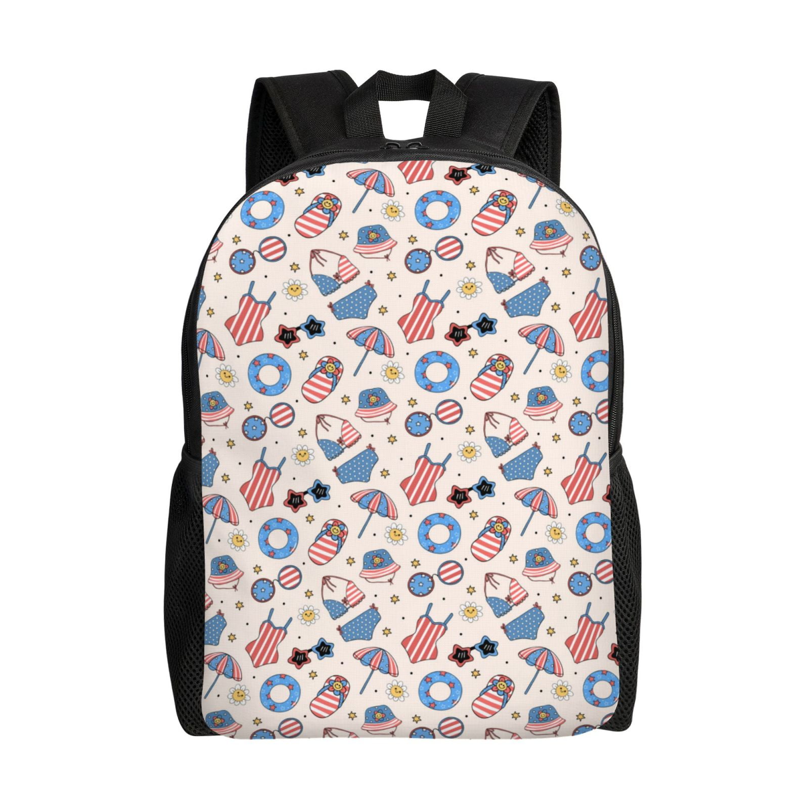 Xecao 4th Of July1 Print School Backpack with Laptop Compartment Small Travel Laptop Backpack for Women Men Waterproof College Backpack Simple School Bag