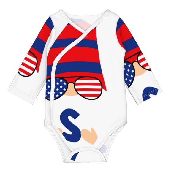 Xecao 4th of July Gnomes Print Baby unisex-baby Cotton Long-sleeve Bodysuits-18 Months