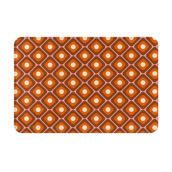 Xecao 60s and 70s Aesthetic print Flannel Mat: Non-slip, 16x24in. Ideal for kitchen, bedroom, bath & living room.