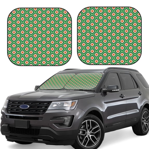 Xecao 60s and 70s Style for Foldable Car Sun Shades (2-Pack) offer sun protection with an easy-fold design for convenient windshield shading.