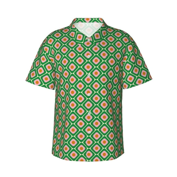 Xecao 60s and 70s Style print Hawaiian shirt - a stylish short-sleeve button-down for men, perfect for casual beach and tropical outings.