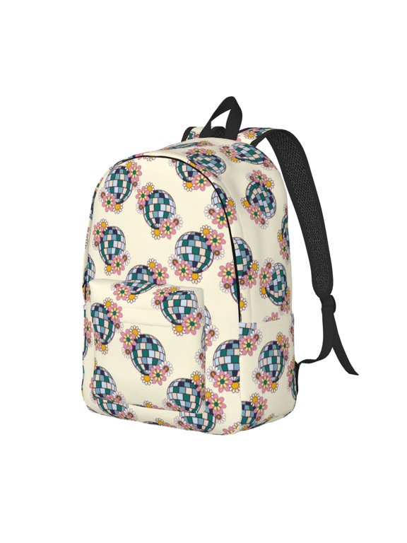 Xecao 70s Disco Ball Canvas College Laptop Backpack, a durable rucksack designed for both men and women, ideal for travel, school, and daily use-Small