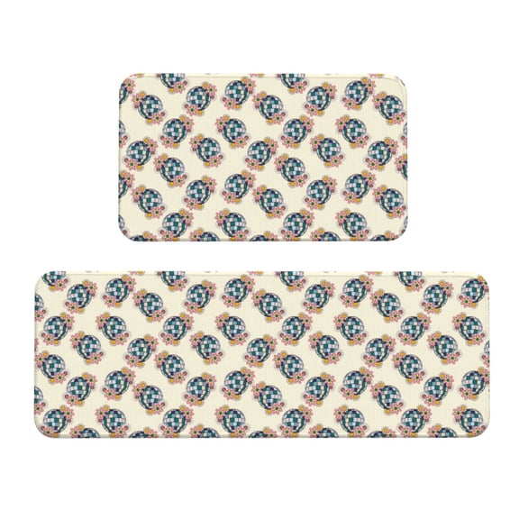Xecao 70s Disco Ball Patten Kitchen Rugs and Mats Sets,2 Pieces Non-Slip Washable Rugs, Kitchen Mat for Floor,Suit for Kitchen Decor and Accessories