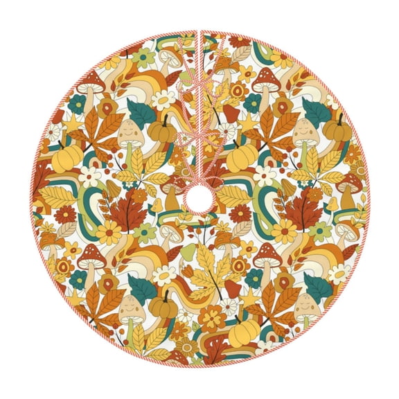 Xecao 70s Groovy Hippie Pattern Christmas Tree Skirt Holiday Part Decorations for Christmas Tree, Farmhouse Christmas Decor Xmas Holiday Home Party Decorations-30"