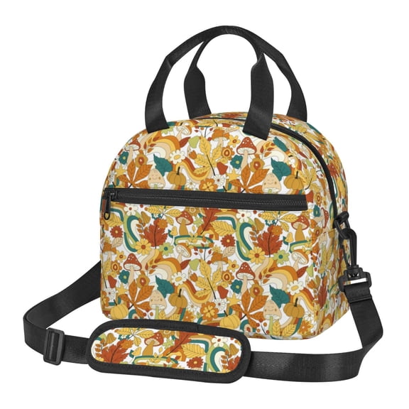 Xecao 70s Groovy Hippie Print Insulated Lunch Box, Lunch Cags Lunch Bag Featuring An Adjustable Shoulder Strap