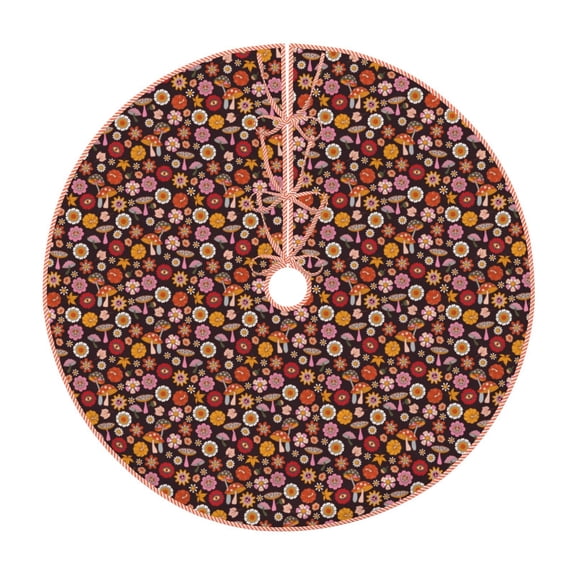 Xecao 70s Groovy Hippie Retro Pattern Christmas Tree Skirt Holiday Part Decorations for Christmas Tree, Farmhouse Christmas Decor Xmas Holiday Home Party Decorations-30"