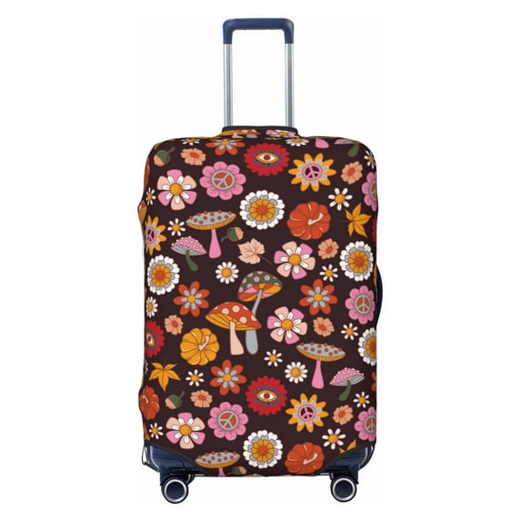 Xecao 70s Groovy Hippie Retro print Elastic Luggage Cover, with double-sided print , is perfect for travel, business, and daily use