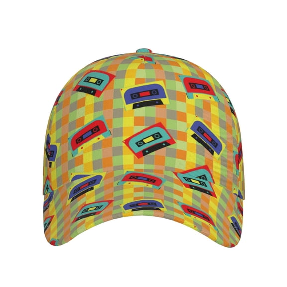 Xecao 90s Audio Tape for Baseball Cap: Unisex, crafted from classic polyester twill fabric, featuring a soft unconstructed design
