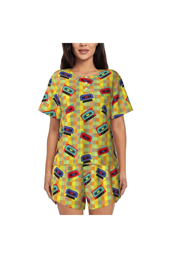 90s Audio Tape print Swimsuit for women, Summer-ready, sporty style.Quick-dry fabric. Many sizes & colors.