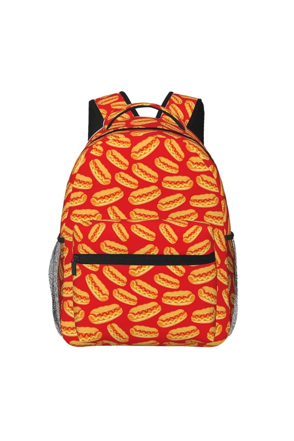 A Big Hot Dog Backpack, a stylish and functional choice for both men and women, is the perfect basic bookbag for college, work, or travel