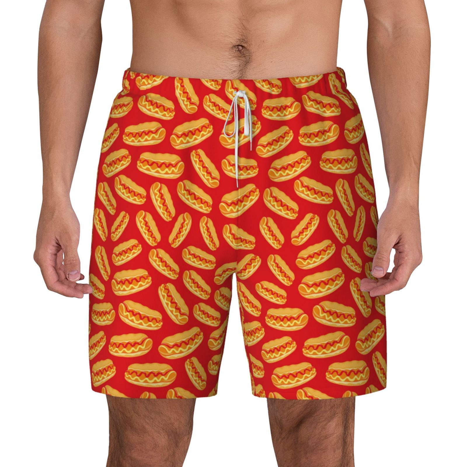 Xecao A Big Hot Dog for Men's Swimming Trunks Swim Trunks Quick Dry Swim Shorts with Mesh Lining Funny Swimwear Bathing Suits