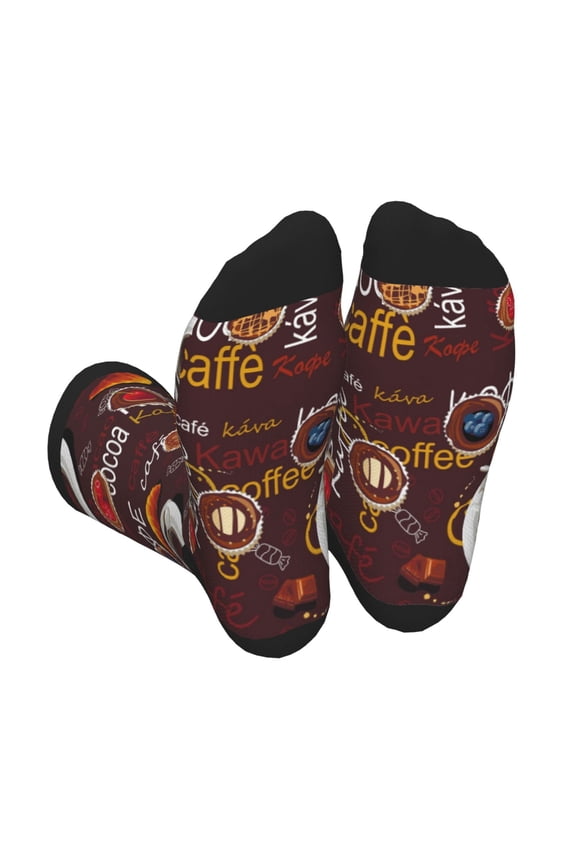 A Cup Of Black Coffee On A Saucer Print Crew Socks for Men and Women, Men's Soft Moisture-wicking Sock