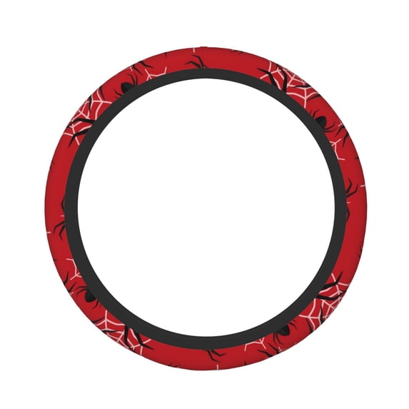 Xecao A Web With A Spider 1 patten Stretch Elastic Steering Wheel Cover, fits all vehicles, 15-inch diameter