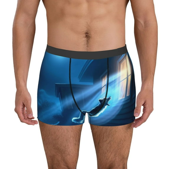 Xecao A Wolf Barks Out A Window Print Men's Underwear Boxer Briefs,Breathable Choice for Men's Underwear-XX-Large