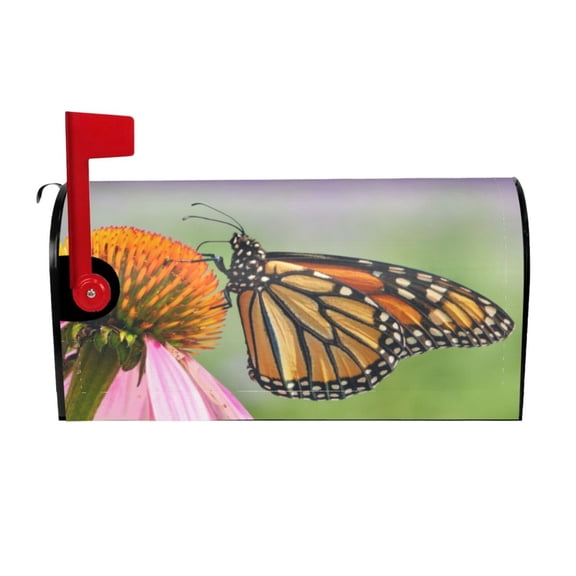 Xecao A monarch butterfly for Mailbox Cover with Magnetic Strips, Waterproof and Sunscreen, Adds a Decorative Touch to Your Garden Yard-21x18 in