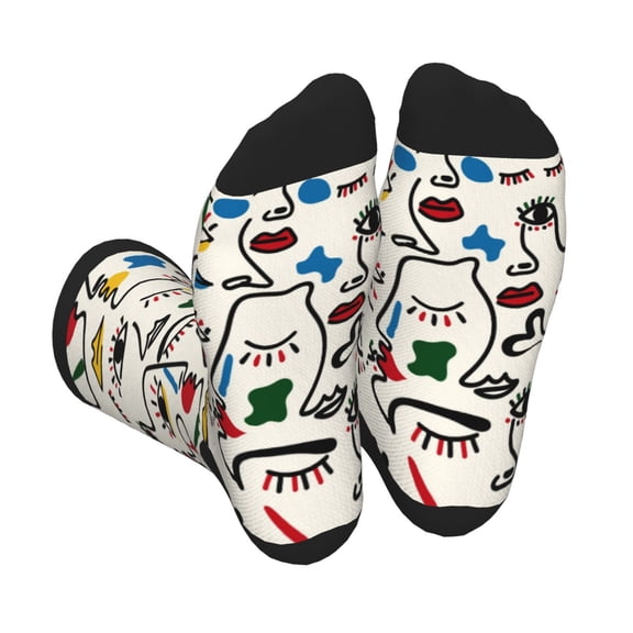Xecao Aabstract Eyes Print Crew Socks for Men and Women, Men's Soft Moisture-wicking Sock
