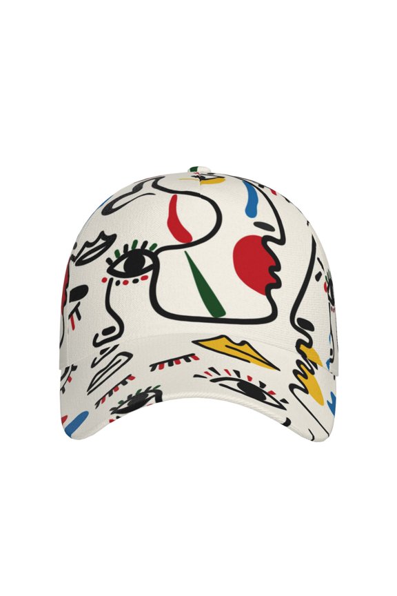 Aabstract Eyes for Baseball Cap: Unisex, crafted from classic polyester twill fabric, featuring a soft unconstructed design