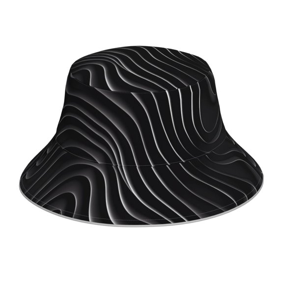 Xecao Abstract Black And White Waves Print Men and Women Night Reflective Hat Runner Cap Visor Bucket Hat Boonie Cap