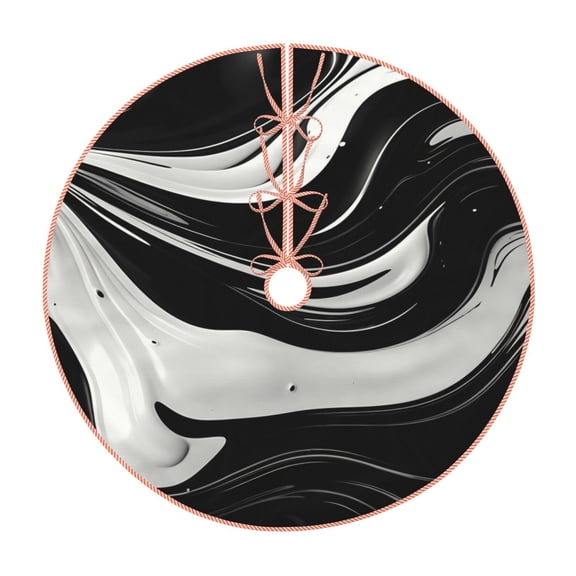 Xecao Abstract Black White Swirls Pattern Christmas Tree Skirt Holiday Part Decorations for Christmas Tree, Farmhouse Christmas Decor Xmas Holiday Home Party Decorations-48"
