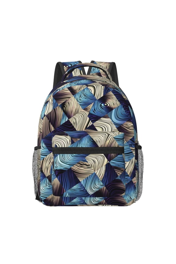 Abstract Blue Squares Travel Backpack: A spacious, stylish computer backpack ideal for men and women, perfect for college, school, or daily travels