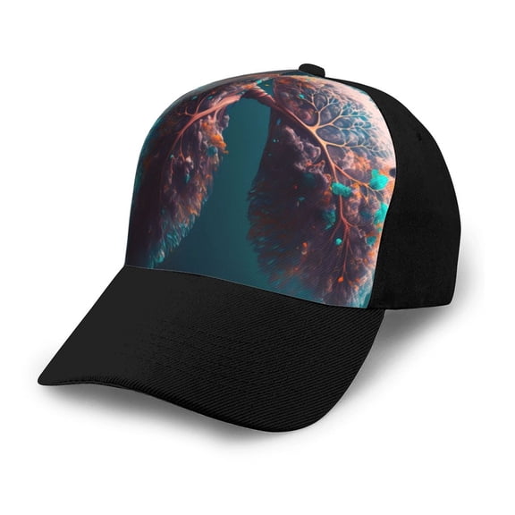 Xecao Abstract Botanical Heart print unisex vintage washed baseball cap, a soft and adjustable hat perfect for any casual style.