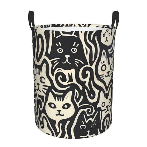 Xecao Abstract Cat Faces Pattern Print Laundry Basket,Laundry Hamper Designed for Storage Dirty Clothes Hamper,Collapsible Laundry Baskets-
