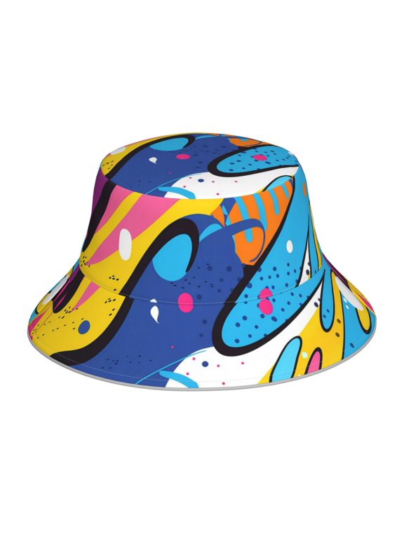Abstract Color Splash Print Men and Women Night Reflective Hat Runner Cap Visor Bucket Hat Boonie Cap