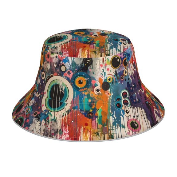 Xecao Abstract Colorful Dripping Circles Print Men and Women Night Reflective Hat Runner Cap Visor Bucket Hat Boonie Cap