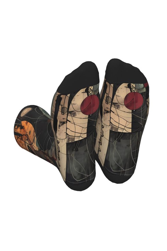 Abstract Geometric Faces Print Crew Socks for Men and Women, Men's Soft Moisture-wicking Sock