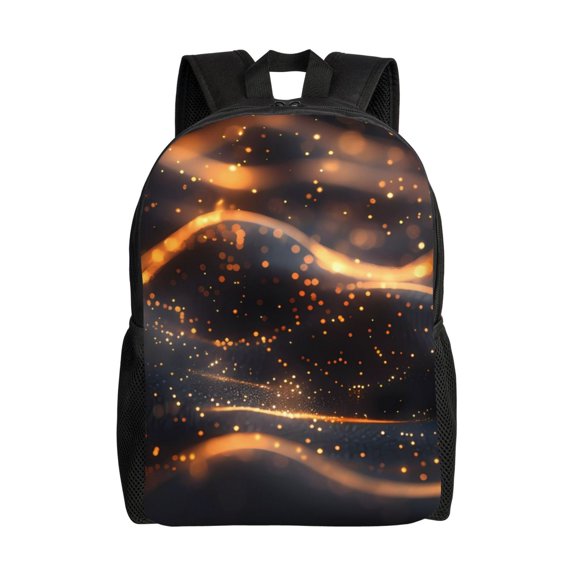 Xecao Abstract Glowing Wave Pattern Print School Backpack with Laptop Compartment Small Travel Laptop Backpack for Women Men Waterproof College Backpack Simple School Bag
