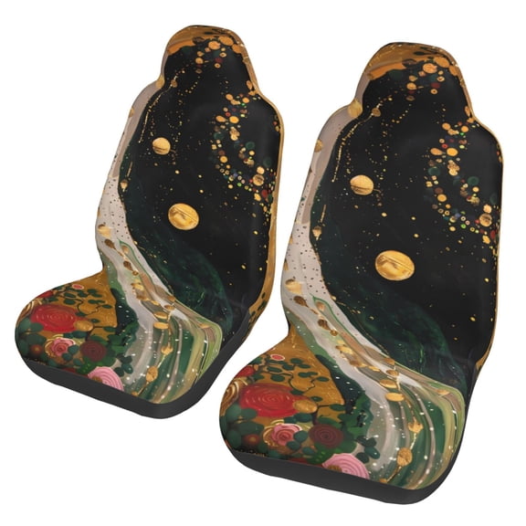 Xecao Abstract Gold Floral Galaxy Print Car Seat Cover in That Fits Most Cars, Vans, SUVs, and Trucks.