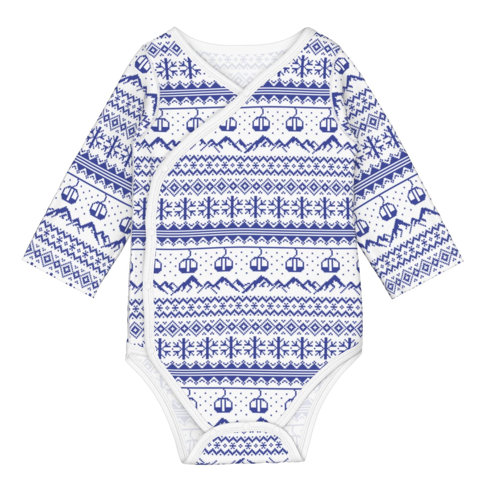 Xecao Abstract Gondola Snowflake Print Baby unisex-baby Cotton Long-sleeve Bodysuits-6 Months