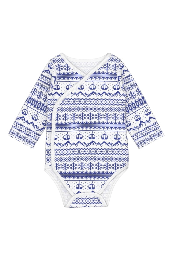 Abstract Gondola Snowflake Print Baby unisex-baby Cotton Long-sleeve Bodysuits-6 Months