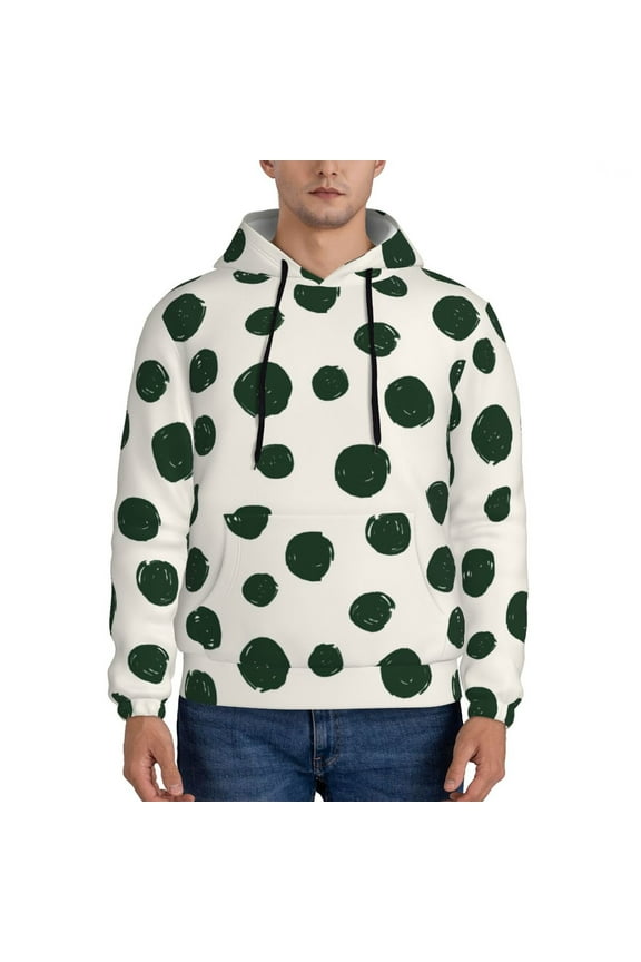 Abstract Green Polka Dot Pattern Men's Adult Pullover Hoodie,Hooded Sweatshirt-Large