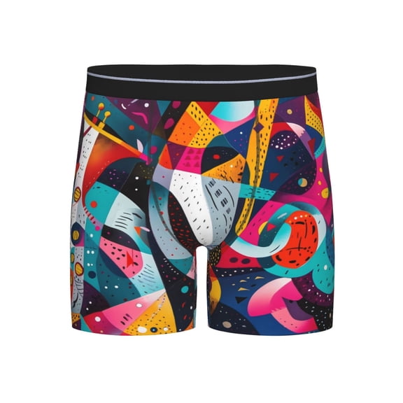 Xecao Abstract Jazz Instrumental Print Boxer Briefs for Men's Stretch Moisture-Wicking Underwear, Mid-Rise Classics breathable fabric