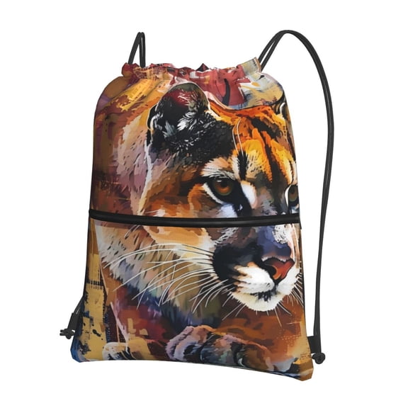 Xecao Abstract Lion Painting for Drawstring Bags,Pull String Backpack Bags,String Bag Sackpack