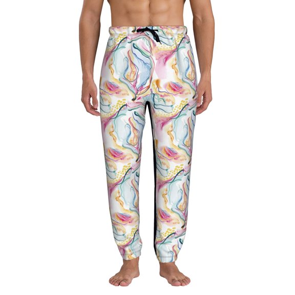 Xecao Abstract Marble Texture Print Active Tech Joggers for Men, Mens Sweatpants Lounge Pants with Pockets-Medium