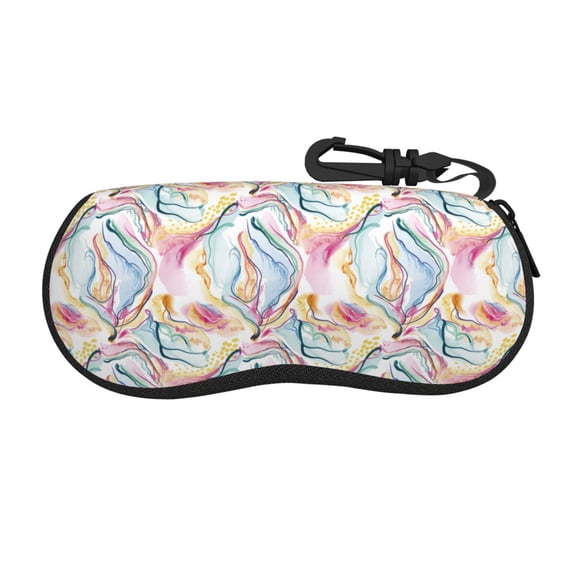 Xecao Abstract Marble Texture for Eyeglass Case Soft Shell, Portable Sunglass Case, Fashionable Eyeglass Case with Zipper, Lightweight