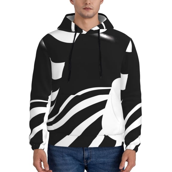 Xecao Abstract Monochrome Profile Pattern Men's Adult Pullover Hoodie,Hooded Sweatshirt-Large