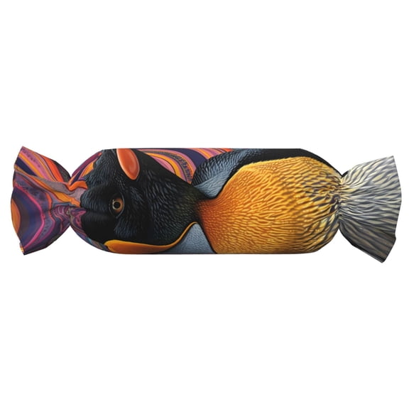 Xecao Abstract Pattern Penguin Print+Candy-Inspired Plush Pillow for Men Women Suitable for Beds, Sofas, Game Rooms Drawstring Closure