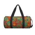 thumbnail image 1 of Xecao Abstract Pattern print Round Travel Duffel Bag is a foldable gym bag with an inner pocket, perfect for travel sports, 1 of 8