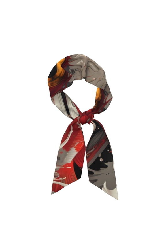 Abstract Red Koi Fish Art Pattern Large Satin Head Scarf - Satin Hair Scarves Silk Bandana Scarf Headscarf Silk Feeling Scarf for Women